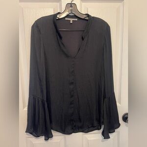LEMON TART Women's Black V-Neck Bell Sleeve Blouse Size XS